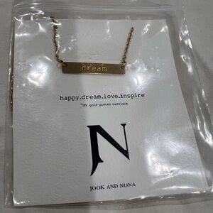 Jook & Nona dream Tag Necklace 18" 18kt gold plated